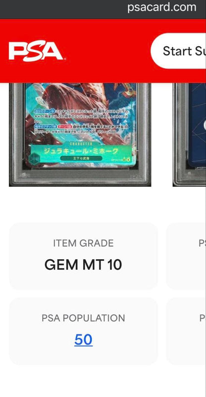 PSA 10 One Piece Mihawk SEC — OP14-119 — Japanese