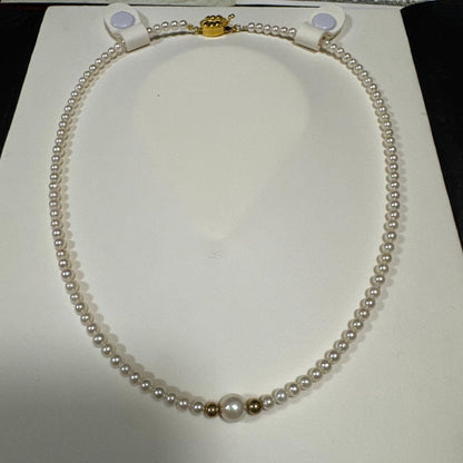 Pure Akoya pearl necklace with 3.5mm to 7.2mm pearls set in 14K gold chain
