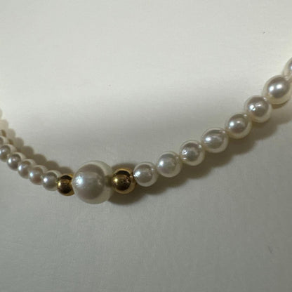 Pure Akoya pearl necklace with 3.5mm to 7.2mm pearls set in 14K gold chain