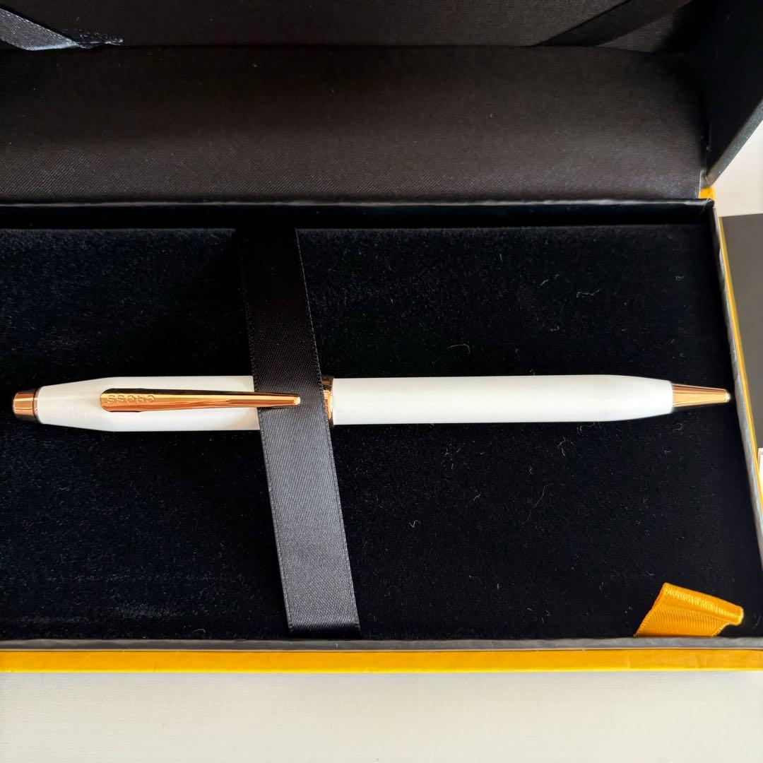 Century II Pearl White ballpoint pen with oil-based ink and twist mechanism in white finish