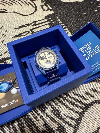 swatch Super Blue Moonphase Quartz Men's — Japanese
