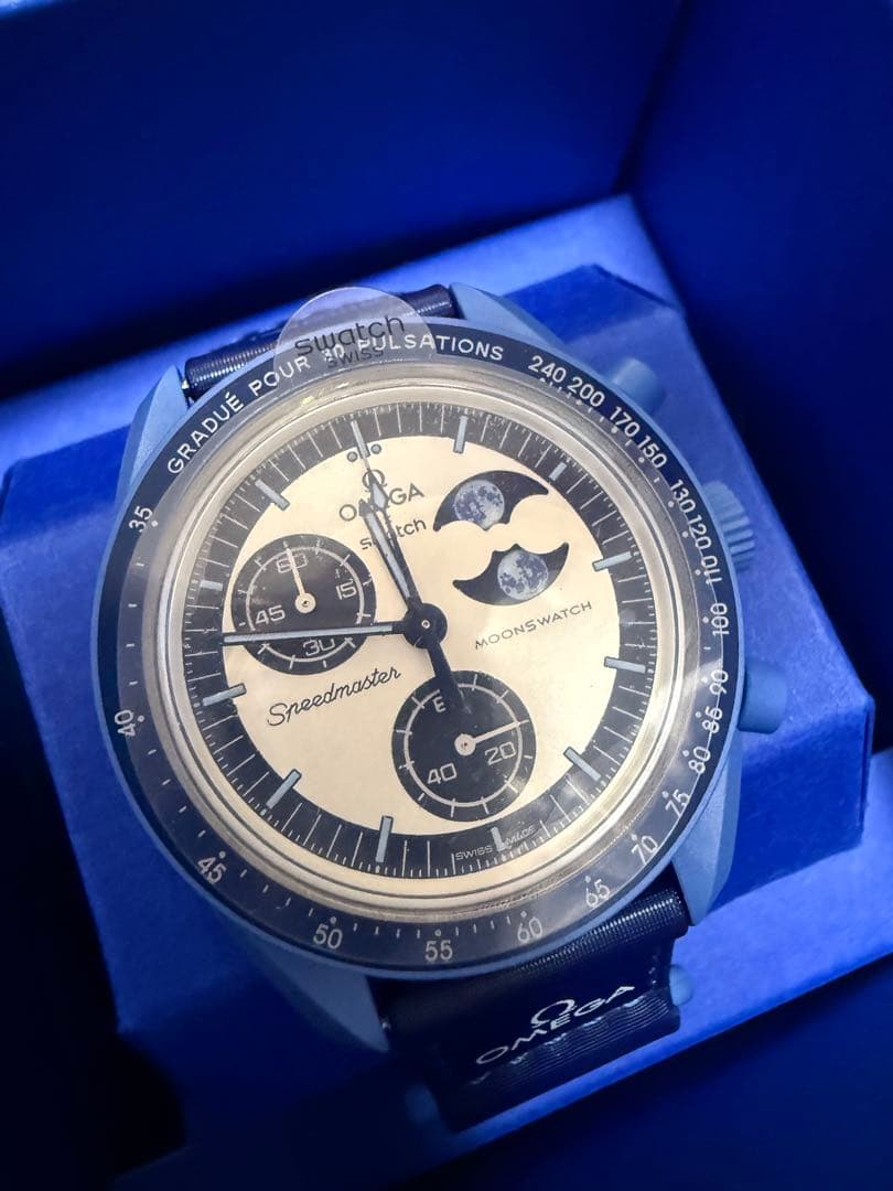 swatch Super Blue Moonphase Quartz Men's — Japanese
