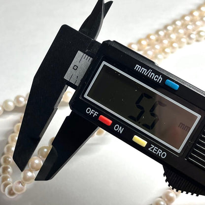 Akoya pearl 2-strand semi-long necklace with 5.3-5.5mm pearls and silver stamp clasp