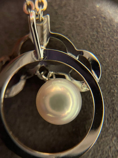 Mikimoto 925 silver chain necklace featuring a 1.5 cm pearl pendant