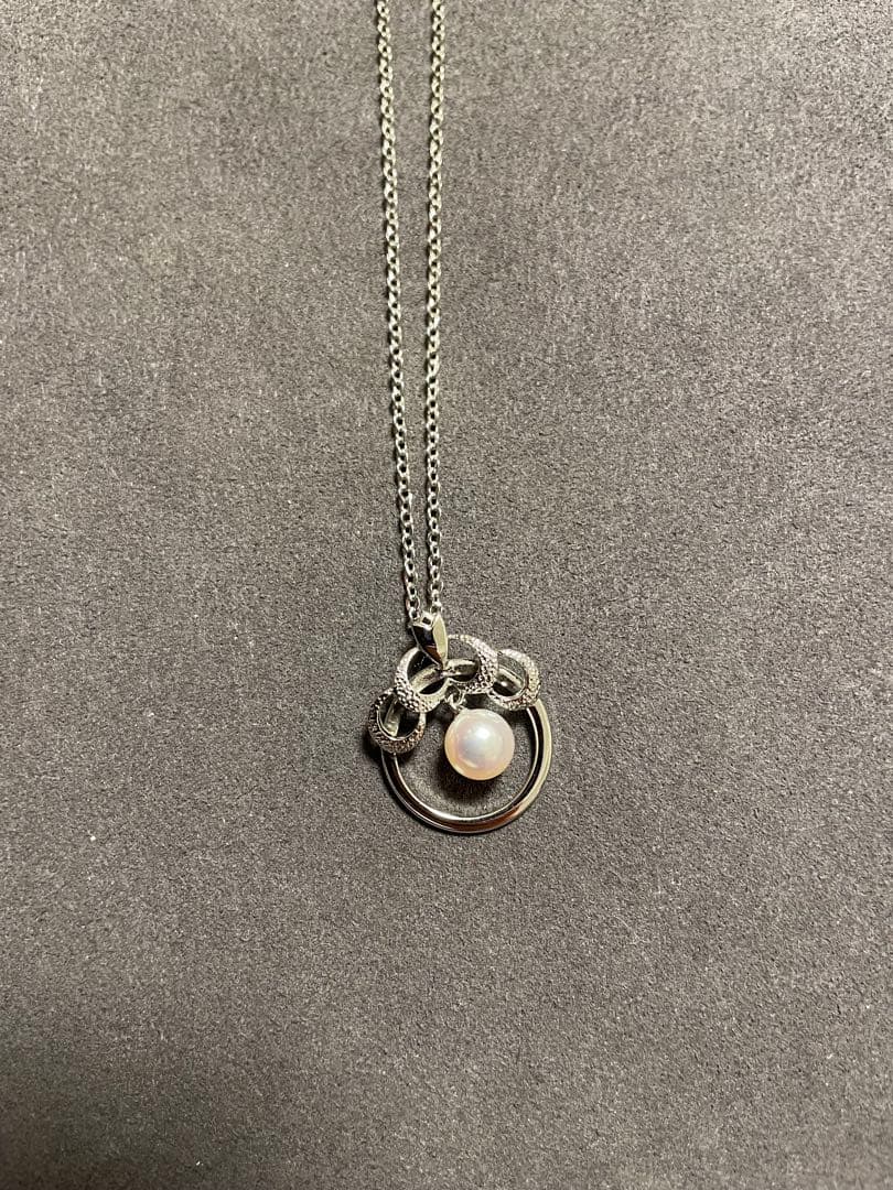 Mikimoto 925 silver chain necklace featuring a 1.5 cm pearl pendant