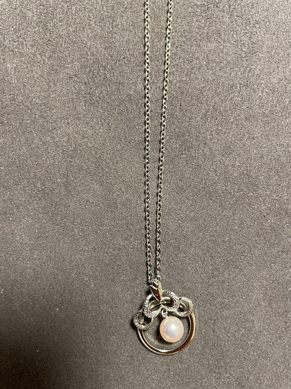 Mikimoto 925 silver chain necklace featuring a 1.5 cm pearl pendant
