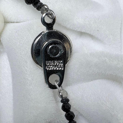Akoya pearl and black spinel necklace with nine 8.1mm pearl beads on a 59cm chain
