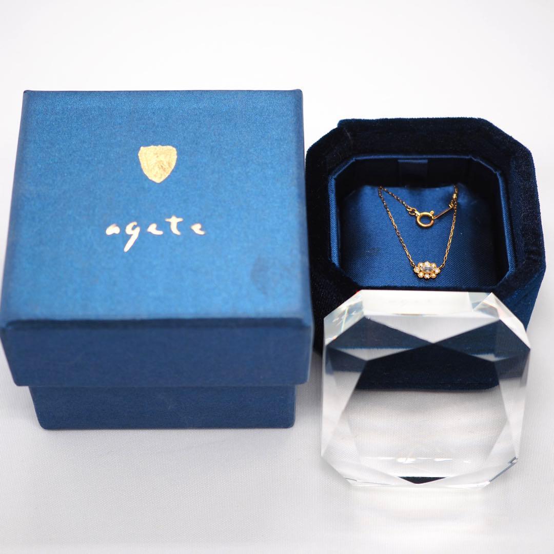 Close-up of ageteK18YG 0.05ct diamond necklace with 40cm adjustable azuki chain in yellow gold