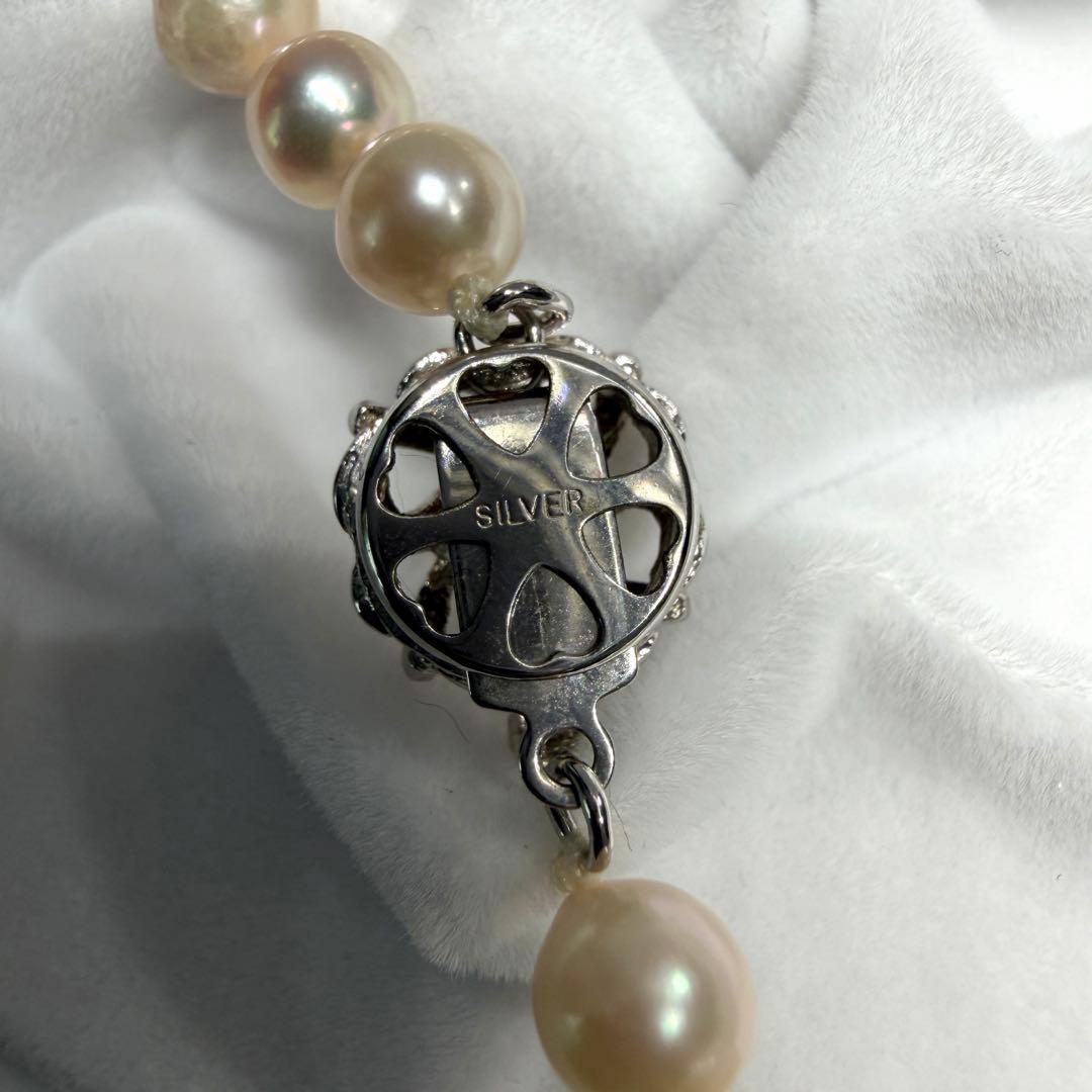 Akoya pearl necklace with 5.9mm to 6.3mm white pearls and silver hallmark clasp, 41.5cm length