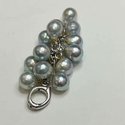 Pure Pearl Akoya pearl pendant top with grape motif in silver, measuring approximately 5 cm long and weighing 7.5 g