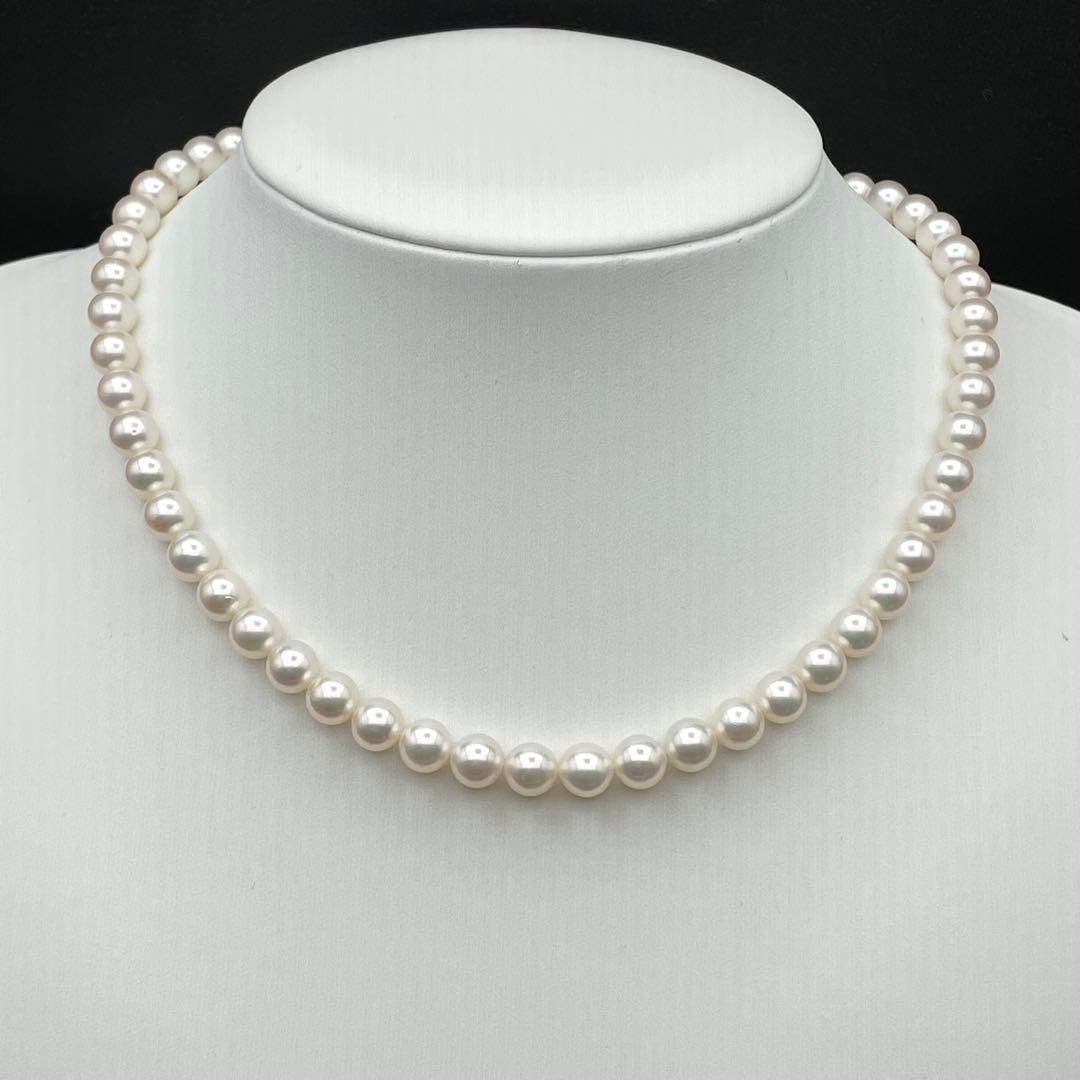 Mikimoto Akoya Pearl Necklace with 6.5mm-7.0mm white pearls and K14 clasp, 38cm length
