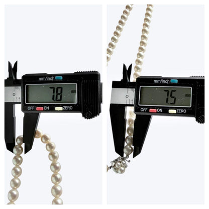 Takatsuki pearl necklace featuring 8mm round Aoyama pearls and a WGk14 white gold clasp, 42cm length
