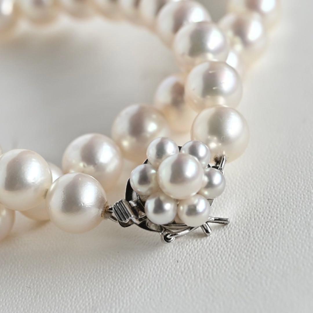 Takatsuki pearl necklace featuring 8mm round Aoyama pearls and a WGk14 white gold clasp, 42cm length