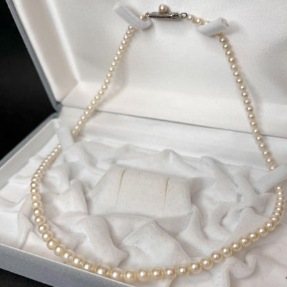 MIKIMOTO Pearl Gradient Necklace featuring genuine pearls 3.9-7.2 mm with silver fittings on a 43 cm chain