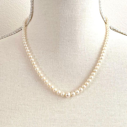 MIKIMOTO Pearl Gradient Necklace featuring genuine pearls 3.9-7.2 mm with silver fittings on a 43 cm chain