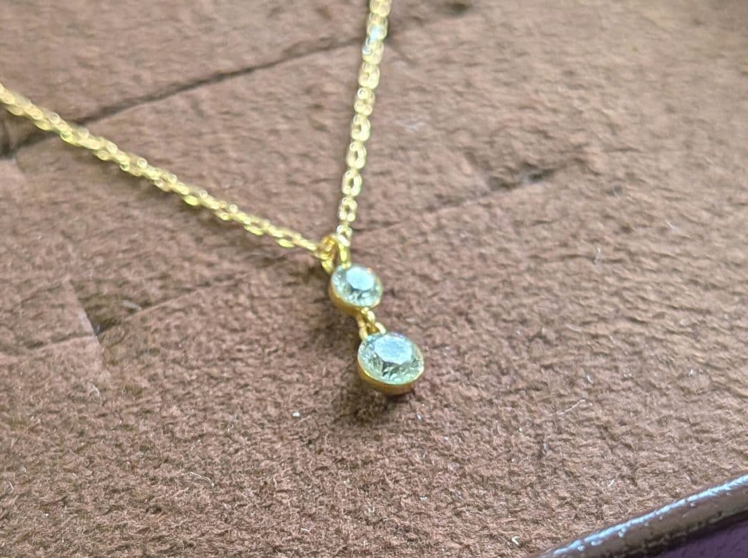 Agete K18 diamond necklace with 0.15ct two diamonds and slide chain up to 45 cm length