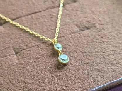 Agete K18 diamond necklace with 0.15ct two diamonds and slide chain up to 45 cm length