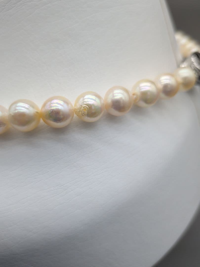 Akoya genuine pearl necklace with 7.5-8mm champagne yellow pearls, 42.8cm length