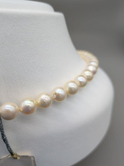 Akoya genuine pearl necklace with 7.5-8mm champagne yellow pearls, 42.8cm length