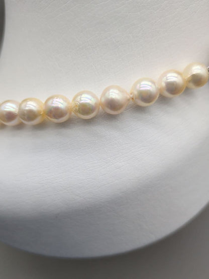Akoya genuine pearl necklace with 7.5-8mm champagne yellow pearls, 42.8cm length