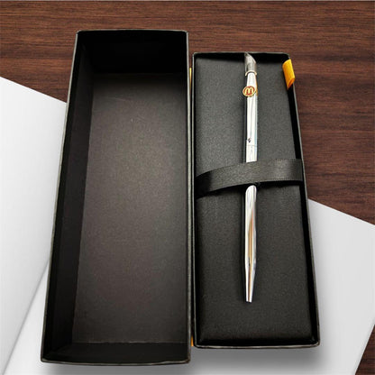Cross McDonald's ballpoint pen in silver metal with stylish design and dedicated case shown