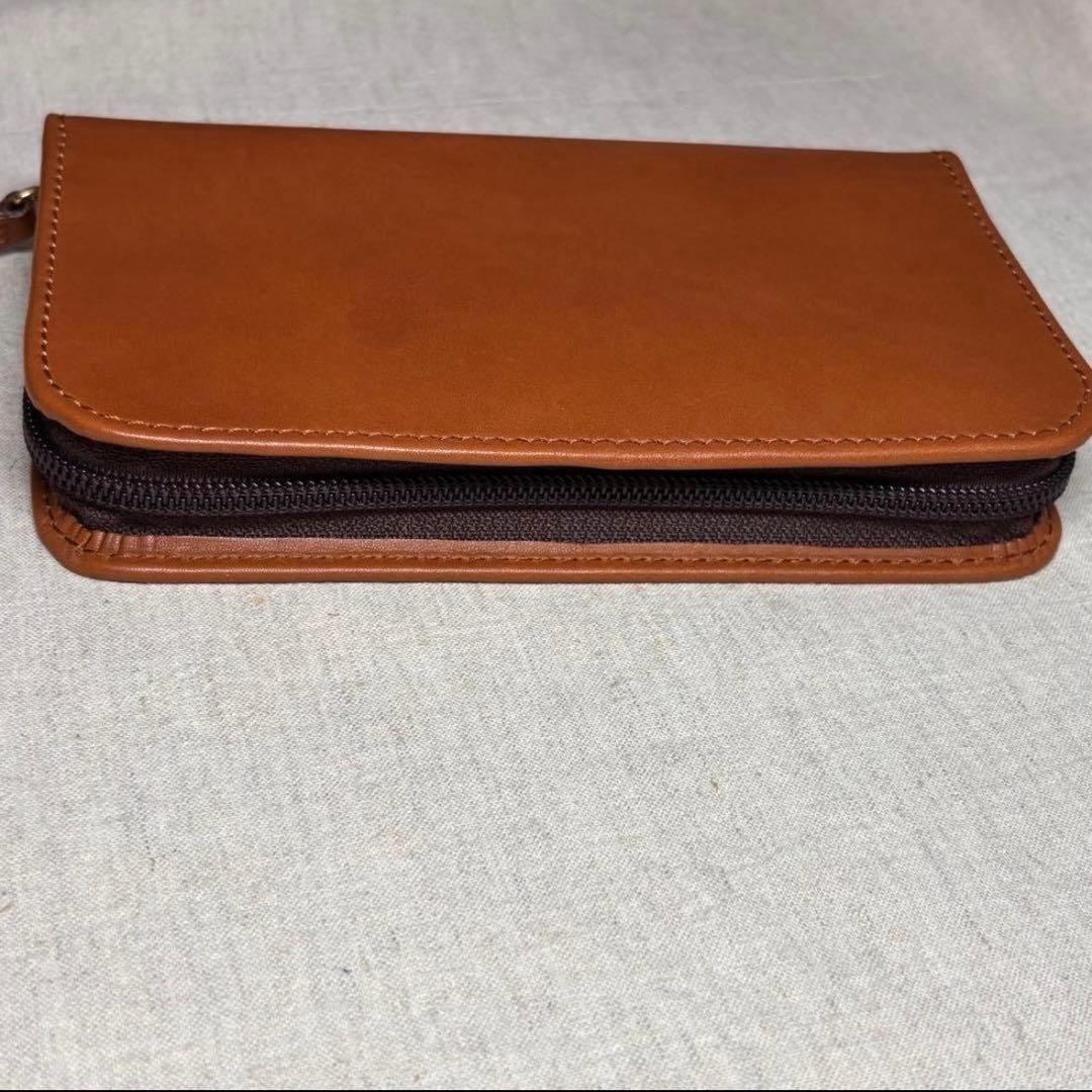Pilot×Somes brown cowhide leather pen case with three slots and zipper closure