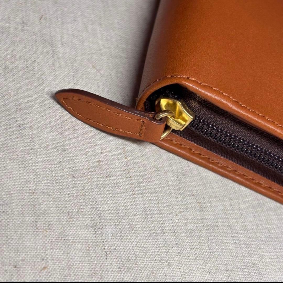 Pilot×Somes brown cowhide leather pen case with three slots and zipper closure