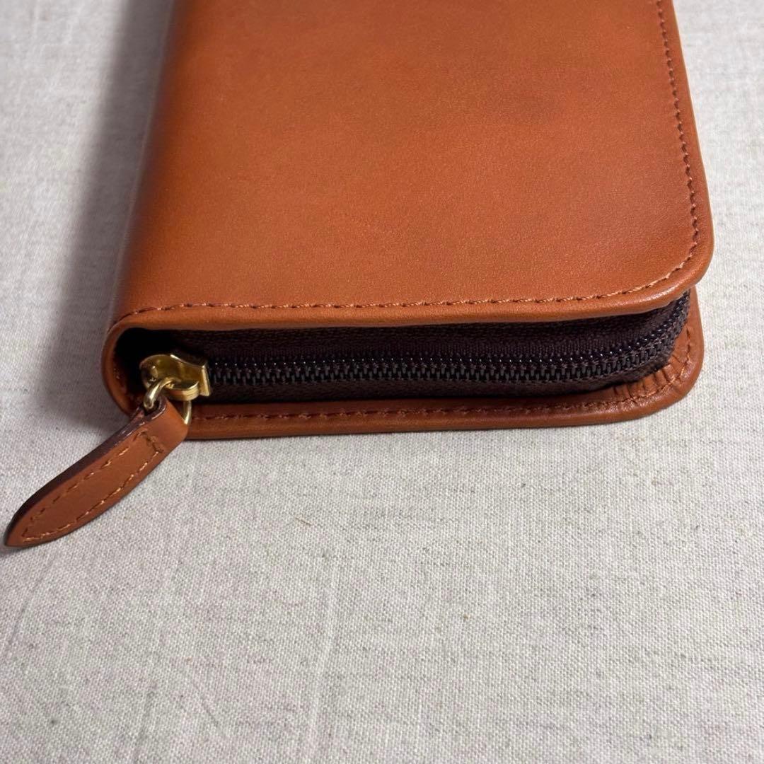 Pilot×Somes brown cowhide leather pen case with three slots and zipper closure