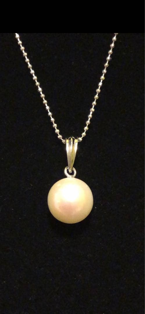 Akoya pearl white flower-shaped pendant necklace with perfect round pearl on 40cm 925 silver chain