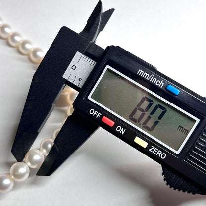 TASAKI Akoya pearl necklace 44.5 cm with 8.0mm white round Hanadama grade pearls and silver clasp