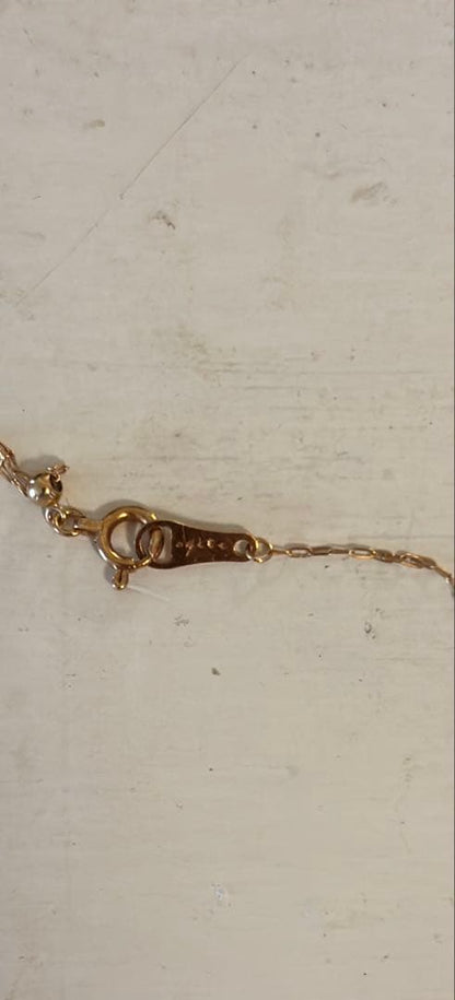 Agete diamond necklace 18K gold with a 70 cm long chain displayed on a white background