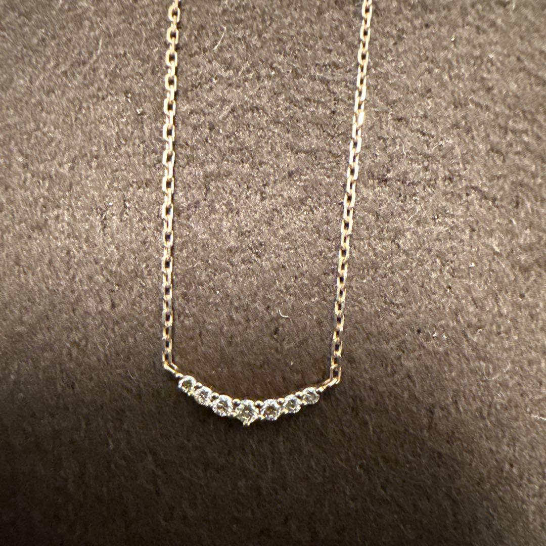 agete K10 diamond necklace in pink gold displayed on white background without box