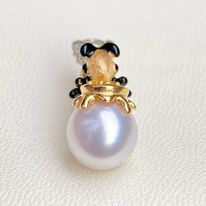 Honesty Pearl Akoya 7.8mm white pink round pendant with S925 18K plating and cubic zirconia stones