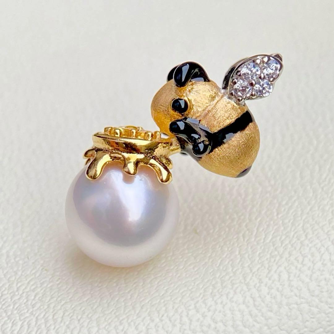 Honesty Pearl Akoya 7.8mm white pink round pendant with S925 18K plating and cubic zirconia stones