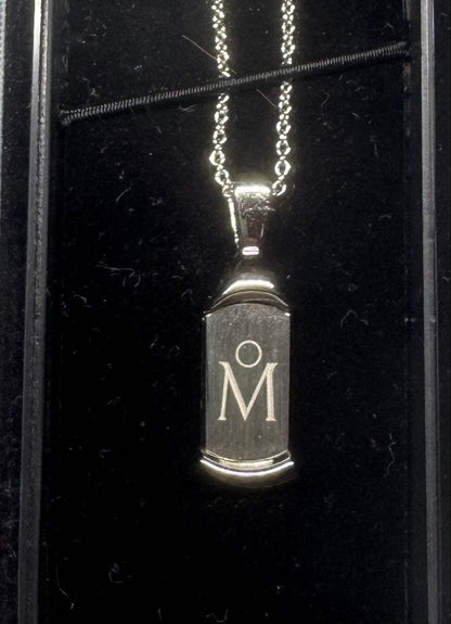 MIKIMOTO Silver 925 necklace with plate-type pendant and included chain on white background