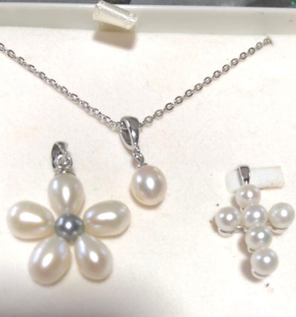Mikimoto necklace with silver cross pendant and pearl on a 40cm chain