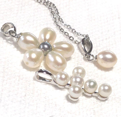 Mikimoto necklace with silver cross pendant and pearl on a 40cm chain