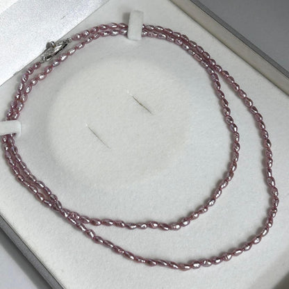 Tasaki Keshi Pearl Necklace with 3.5mm pearls, 82cm length in silver