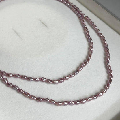 Tasaki Keshi Pearl Necklace with 3.5mm pearls, 82cm length in silver