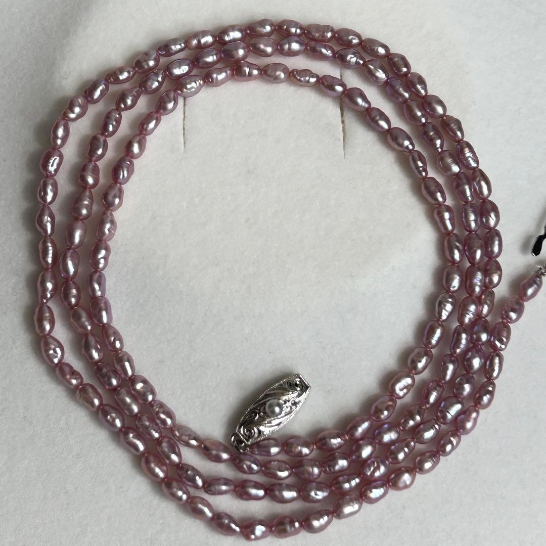 Tasaki Keshi Pearl Necklace with 3.5mm pearls, 82cm length in silver