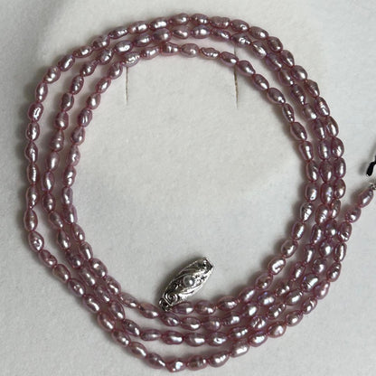 Tasaki Keshi Pearl Necklace with 3.5mm pearls, 82cm length in silver