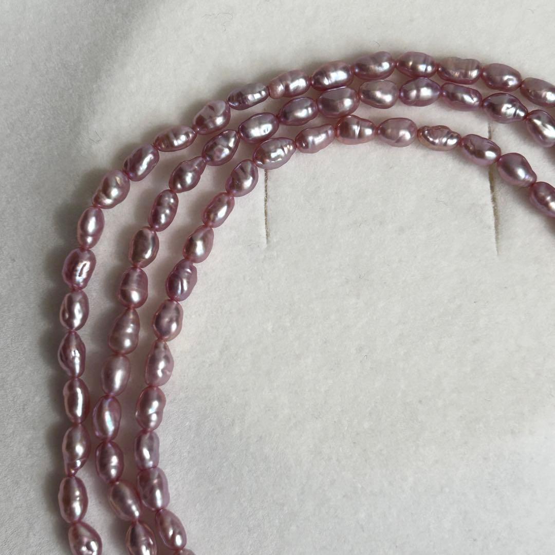 Tasaki Keshi Pearl Necklace with 3.5mm pearls, 82cm length in silver