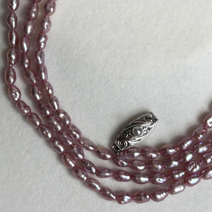 Tasaki Keshi Pearl Necklace with 3.5mm pearls, 82cm length in silver
