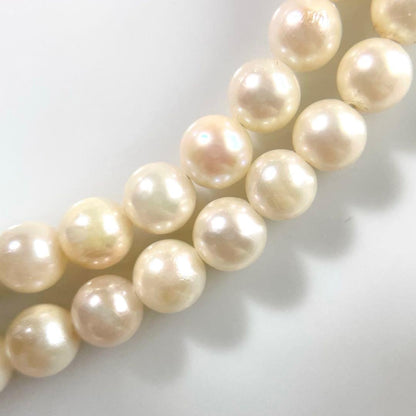 Akoya genuine baby pearl necklace with 5 mm white round pearls on 43 cm silver chain with clasp