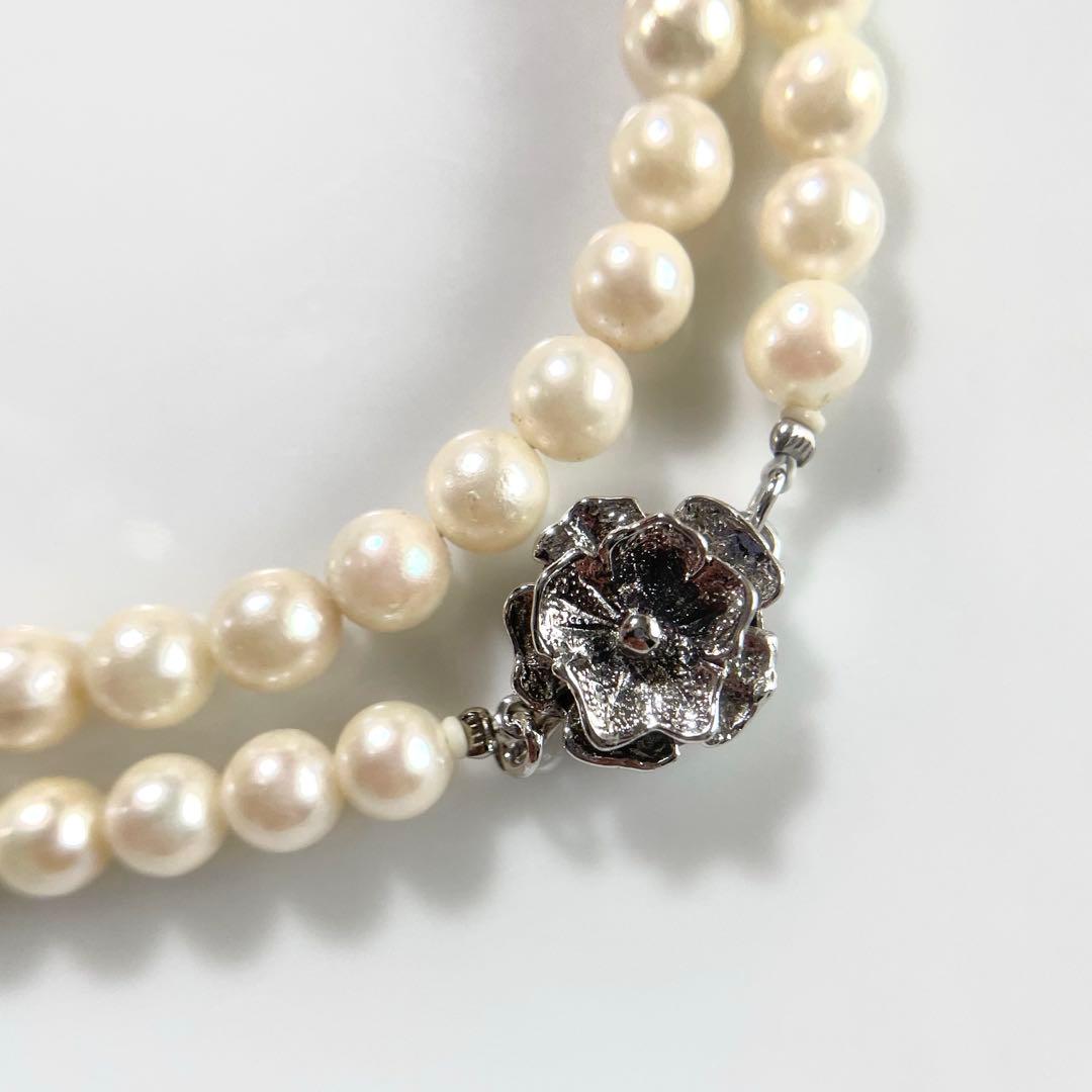 Akoya genuine baby pearl necklace with 5 mm white round pearls on 43 cm silver chain with clasp
