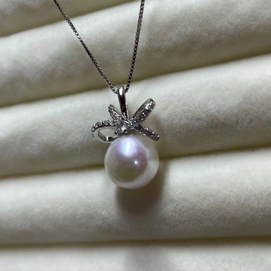 Akoya pearl necklace with 10mm white pearls on a 45cm silver S925 chain AR254