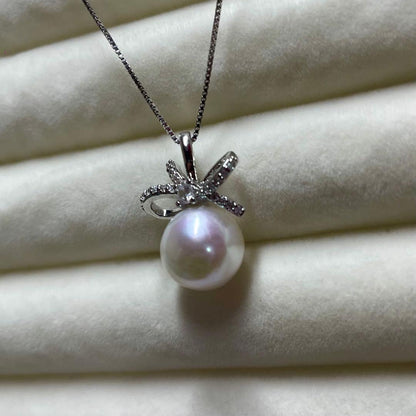 Akoya pearl necklace with 10mm white pearls on a 45cm silver S925 chain AR254