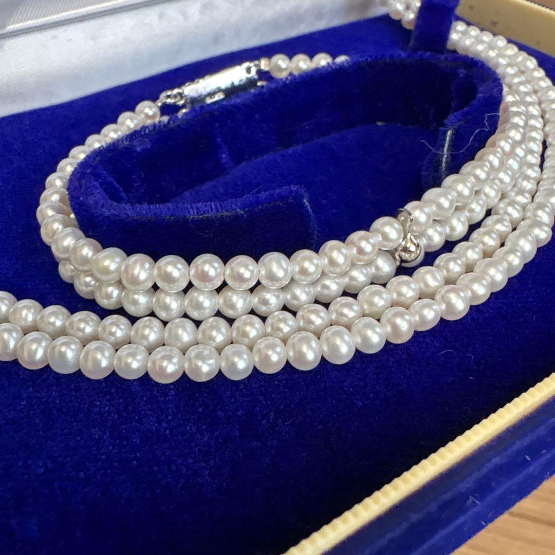 Akoya baby pearl necklace and bracelet set with 3.5mm white pearls on SV925 chain