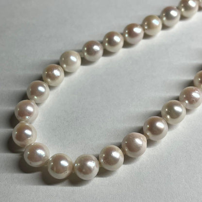 Athrow Akoya Pearl necklace with 7.0-7.5mm pearls on a 47cm silver engraved chain