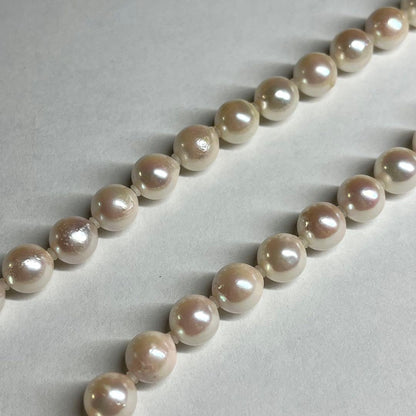 Athrow Akoya Pearl necklace with 7.0-7.5mm pearls on a 47cm silver engraved chain